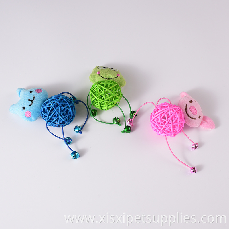 christmas cat toy animal shape rattan toy for pet cat with bell